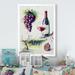 Fleur De Lis Living Grapes w/ Wine Bottle - Traditional Canvas Artwork Canvas, Cotton in Green/Indigo | 12 H x 8 W x 1 D in | Wayfair