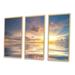 Rosecliff Heights Sunset over Sea w/ Reflection - 3 Piece Floater Frame Photograph on Canvas Canvas, Wood in White | 20 H x 36 W x 1 D in | Wayfair