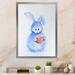 August Grove® Cute Funny Rabbit Bunny - Picture Frame Print on Canvas Metal in Blue/Orange/White | 40 H x 30 W x 1.5 D in | Wayfair