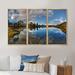 Millwood Pines Clear Lake w/ Pine Trees Panorama - 3 Piece Floater Frame Photograph on Canvas in Blue/Gray/White | 32 H x 48 W x 1 D in | Wayfair