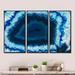 Wrought Studio™ Brazilian Thunder Egg - 3 Piece Floater Frame Print on Canvas Canvas, Wood in Black/Blue/White | 32 H x 48 W x 1 D in | Wayfair