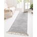 Black 193 x 35 x 0.16 in Area Rug - Justice Geometric Handmade Flatweave Gray/White Area Rug Laurel Foundry Modern Farmhouse® | Wayfair