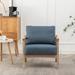 Armchair - Itzhak Wood Armchair Linen/Wood in Blue Laurel Foundry Modern Farmhouse® | 30 H x 27 W x 29 D in | Wayfair