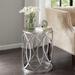 Arlo Metal Eyelet Accent Table with Tempered Glass Top