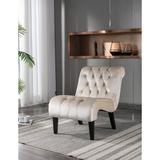 Accent Living Room Chair Leisure Chair with Rubber Wood Legs, Curved Armless Chairs Living Room Chairs for Small Spaces