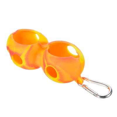 Golf Ball Holder Silicone Patterned 2 Ball Protective Carrier with Buckle Yellow