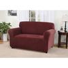 Kathy Ireland Knit Pique Loveseat Slipcover Furniture Protector by Brylane Home in Burgundy