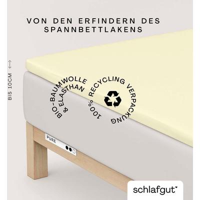 Spannbettlaken SCHLAFGUT "PURE TOPPER in Gr. 90x200, 140x200 oder 180x200 cm, Laken für Topper", gelb (gelb light), B:18