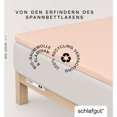 Spannbettlaken SCHLAFGUT "PURE TOPPER in Gr. 90x200, 140x200 oder 180x200 cm, Laken für Topper", rot (rot light), B:180-