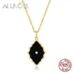 ALLNOEL-Pendentif en Argent Sterling 925 pour Femme Collier en Agate Noire Onyx Bijoux Fins de