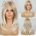 CharmSource-Perruque synthétique lisse blonde pour femme cheveux longs naturels haute densité