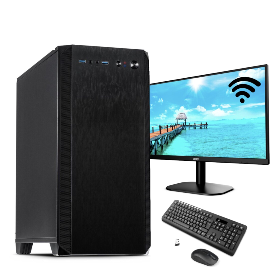 Komplett PC - Office - Multimedia - Intel i5 6x 4,3 GHz 8GB DDR4 Ram 512 SSD WLan Schallgedämmt 24" Monitor Drahtlose Tastatur und Maus - Office 2019 Image