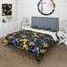 Designart 'Yellow & Blue Irises With Green Leave On Dark Background' Traditional Duvet Cover Set