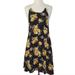 Free People Dresses | Free People Rare Vintage Yellow Floral Tunic Dress In Black Womens Size S | Color: Black/Yellow | Size: S