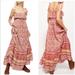 Free People Dresses | Free People Tangier Babydoll Floral Summer Maxi Dress In Rose Ruffle Medium | Color: Tan | Size: M