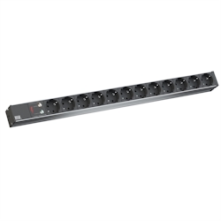 BACHMANN IT PDU ALU 1HE 12x Schutzkontakt, Zuleitung mit Schutzkontaktstecker