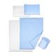 5 Piece Baby Bedding Duvet Pillow with Covers & Jersey Sheet fits 130x80cm Cot Bed (Blue)