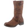 Stiefel RIEKER, Damen, Gr. 40, Normalschaft, braun (cognac, used), Lederimitat, used, klassisch, Schuhe, Boots, Winterboots, Blockabsatz mit gerafftem slouchy-Schaft