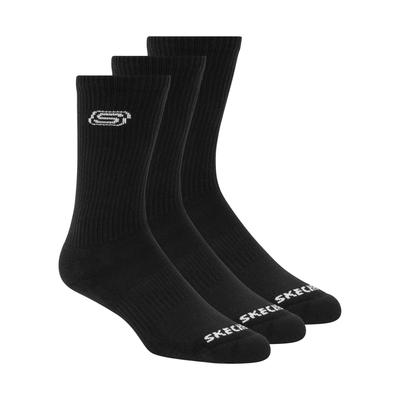 Skechers Women's Solids Crew Socks - 3 Pack | Size Medium | Black | Cotton