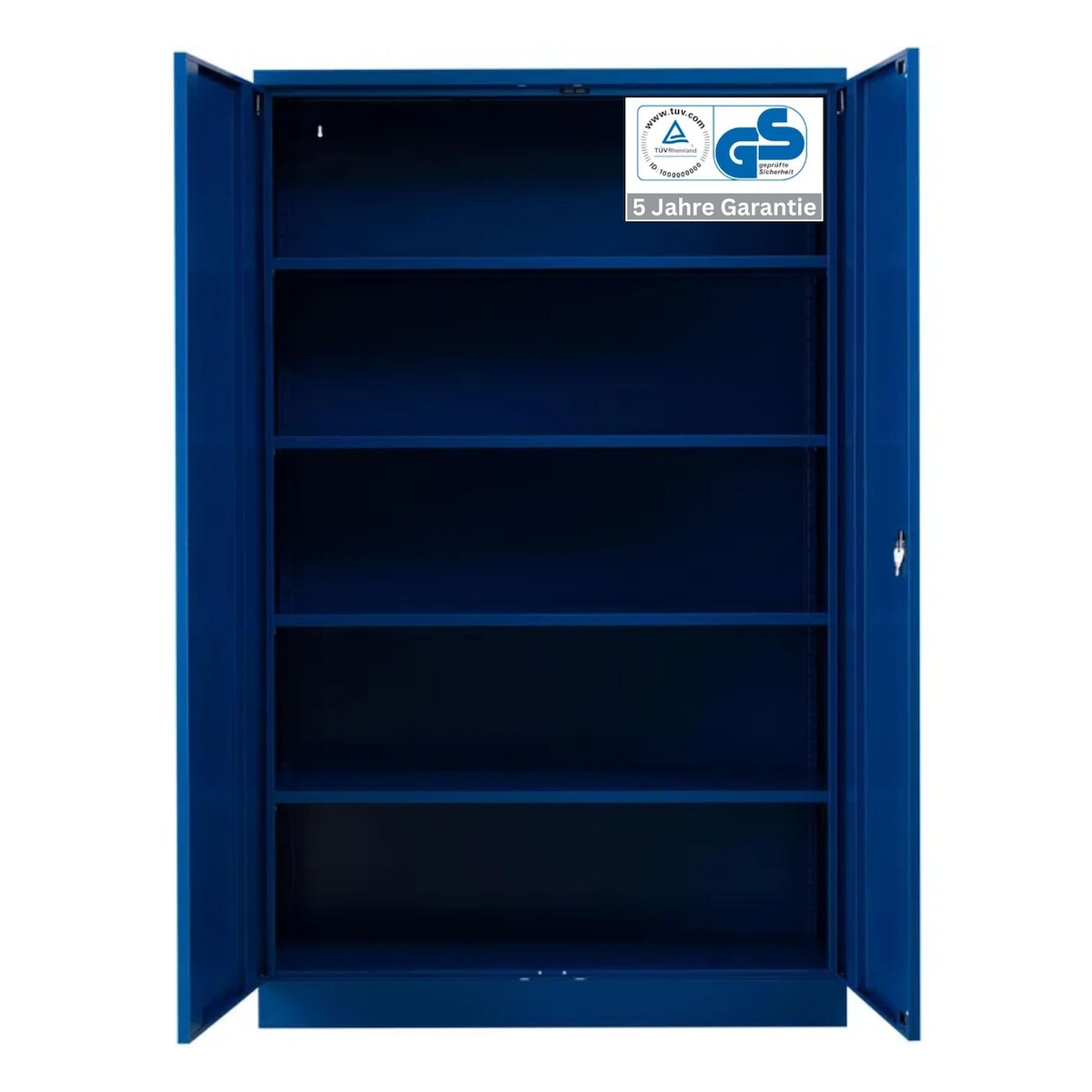 PROREGAL Stahlschrank BEE mit 4 lackierten Fachböden | HxBxT 195x120x42cm | Blau-Blau | Werkstattschrank Werkzeugschrank Aktenschrank Universalschrank Image