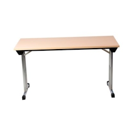 PROREGAL Klapptisch Lizard | T-Fuß-Gestell-Rund | HxBxT 75x140x70 cm | Chrom-Buche Image