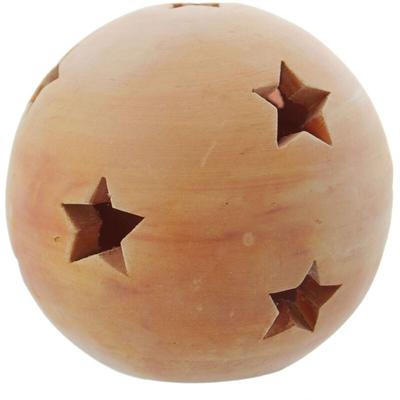 Dekokugel "Sterne" aus Terracotta, Ø 17 cm, Garten-Windlicht