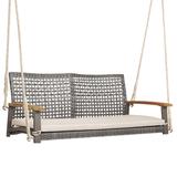 2-Person Patio Wicker Hanging Swing Chair - 55" x 27" x 21.5" (L x W x H)