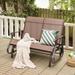 2-Person Patio Glider Bench with High Back and Curved Armrests-Brown - 47" x 30.5" x 38"(L x W x H)