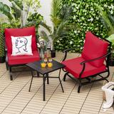 Costway 3PCS Patio Rocking Bistro Set Cushioned Chair Armrest Side - See Details