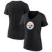 Women's Fanatics Branded Black Pittsburgh Steelers Primary Team Logo V-Neck T-Shirt