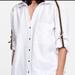 Zara Tops | *Nwt* Zara Roll Tab Sleeve Button Up Shirt | Color: White | Size: L