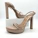 Nine West Shoes | Nine West Suede Women's Nude Stilettos Rhinestone Strap High Heels | Color: Cream/Silver | Size: 10