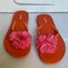 J. Crew Shoes | J Crew Women’s Orange Flower Flip Flops Size: 7 | Color: Orange | Size: 7