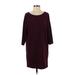Leith Casual Dress - Shift: Burgundy Solid Dresses - Women's Size Small