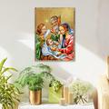 Fleur De Lis Living Inspirational Icon Nativity w/ Angel - Painting on Wood in Brown | 12 H x 9 W x 1 D in | Wayfair