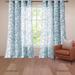 Winston Porter Franciose Linen Floral Semi-Sheer Grommet Curtain Panels Linen in Green/Blue | 63 H x 52 W in | Wayfair