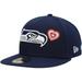 Men's New Era College Navy Seattle Seahawks Chain Stitch Heart 59FIFTY Fitted Hat