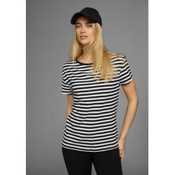 T-Shirt AJC, Damen, Gr. 48/50 (XL), schwarz-weiß (weiß, schwarz, gestreift), Jersey, Obermaterial: 100% Baumwolle, gestreift, geringelt, casual, lässig geschnitten hüftlang, Rundhals, Kurzarm eingesetzt normaler Saum, Shirts, Kurzarm, taillierter...