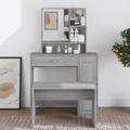 vidaXL Dressing Table with Mirror Grey Sonoma 86.5x35x136 cm