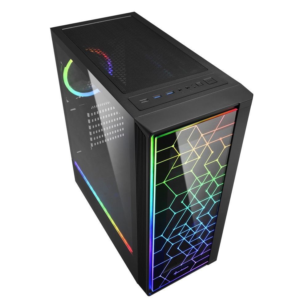 Gaming PC - Ryzen 5 5600G 6x 4,4GHz - 16GB DDR4 RAM - 512 M.2 SSD - SHARKOON RGB Gehäuse mit gehärtetem Glas - WLAN Image