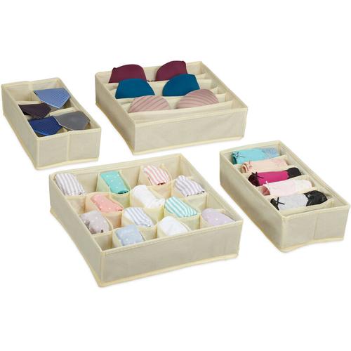 Unterwäsche Organizer, 4 tlg. Schubladen Ordnungssystem Kleiderschrank, für Socken, BHs,