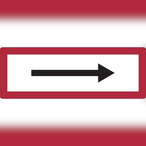 Feuerwehrschild, Richtungspfeil - DIN 4066 - 594x210x2 mm Aluminium 2 mm Image