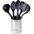 Cookcraft 6-Piece Utensil & Holder Set - Slotted Spoon, Ladle, Spoon, Spatula, Pasta Server & Holder, CC-4306 Nylon in Black | Wayfair