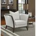 Accent Chair - CDecor Home Furnishings Stella Beige & Coffee Accent Chair Wood/Polyester/Fabric in Brown/White | 35.5 H x 41 W x 34 D in | Wayfair