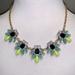 J. Crew Jewelry | J. Crew Crystal Cluster Necklace Blue And Light Green Statement Necklace Euc | Color: Blue/Gold | Size: Os