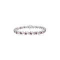 Women's Sterling Silver Gemstone & Round Diamond Tennis Bracelet Pink Tourmaline October Birthstone by Haus of Brilliance in White