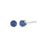 Women's Sterling Silver Round Brilliantcut Blue Diamond Classic 4Prong Stud Earrings by Haus of Brilliance in Blue