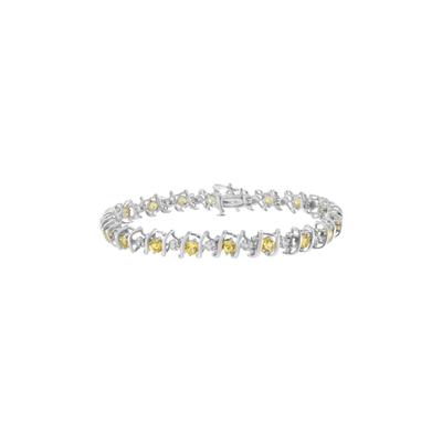 Women's Sterling Silver Gemstone & Round Diamond Tennis Bracelet Citrine November Birthstone by Haus of Brilliance in White
