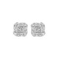 Women's Sterling Silver Roundcut Diamond Accent Swirl Square Knot Stud Earrings by Haus of Brilliance in White