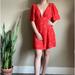 Free People Dresses | Free People Mockingbird Mini Dress Backless Low Open Back Coral Red Floral 6 | Color: Red | Size: 6